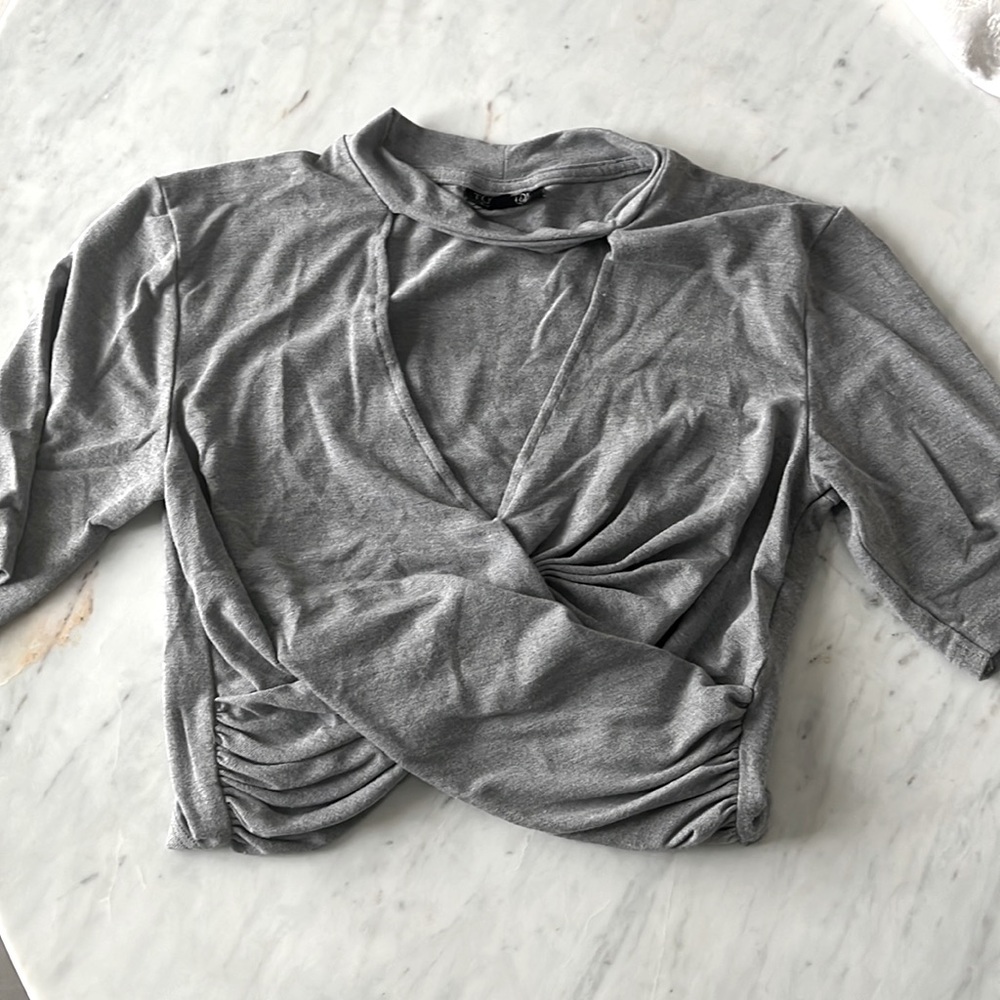 Top shop grey crop top